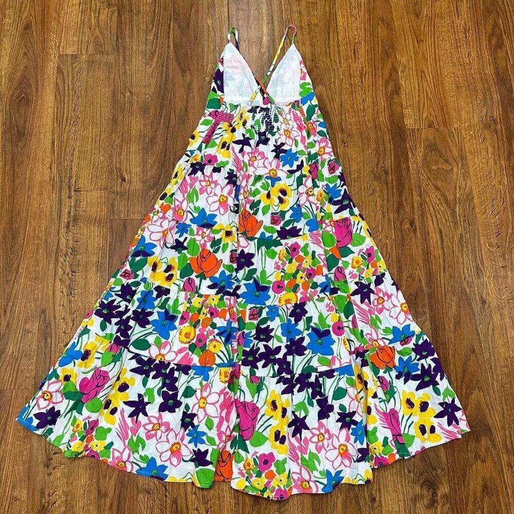 J. Crew Floral Maxi Dress in White with Pink, Green, Purple and Yellow - Picture 5 of 8